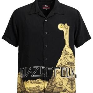Vintage Led Zeppelin Dragonfly Shirt Mens M Hermit Button Up Black Rock Band